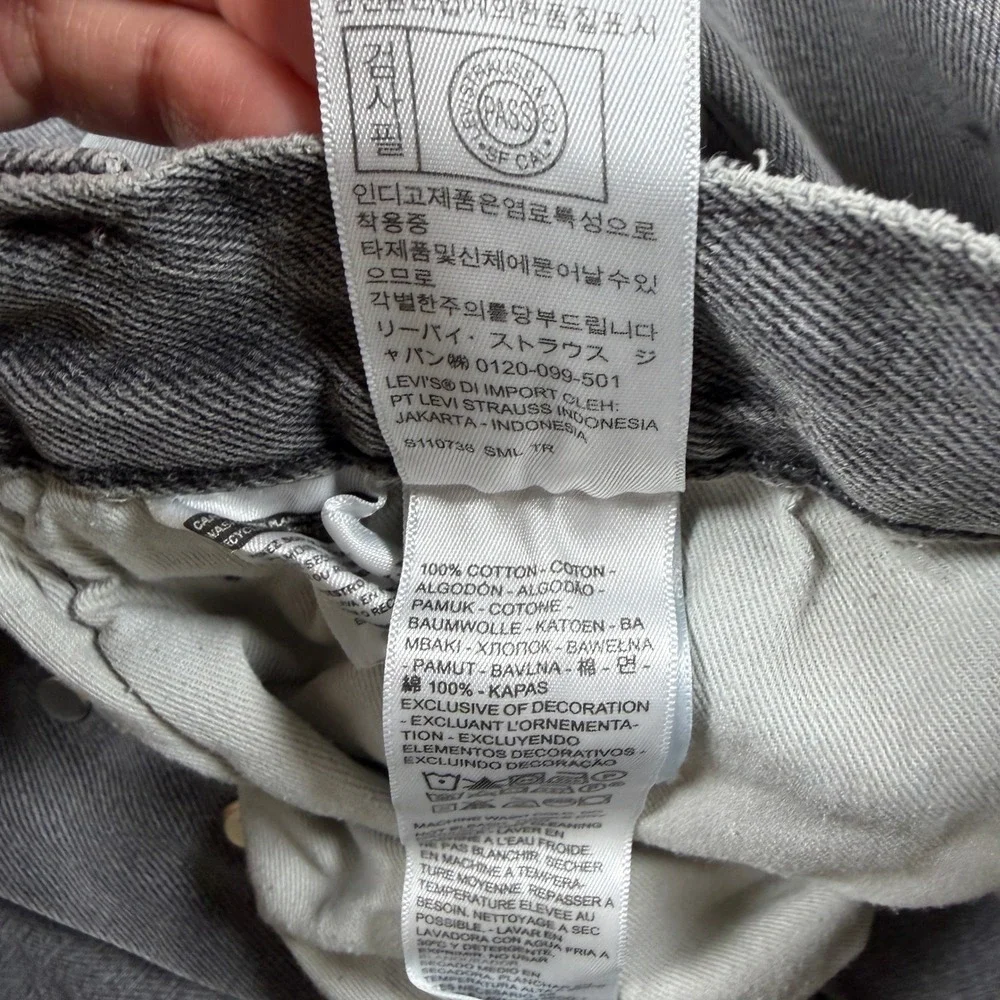 Levis Premium 501 93' Denim Shorts Mens 36 Grey Cut Off Raw Hem Button Fly